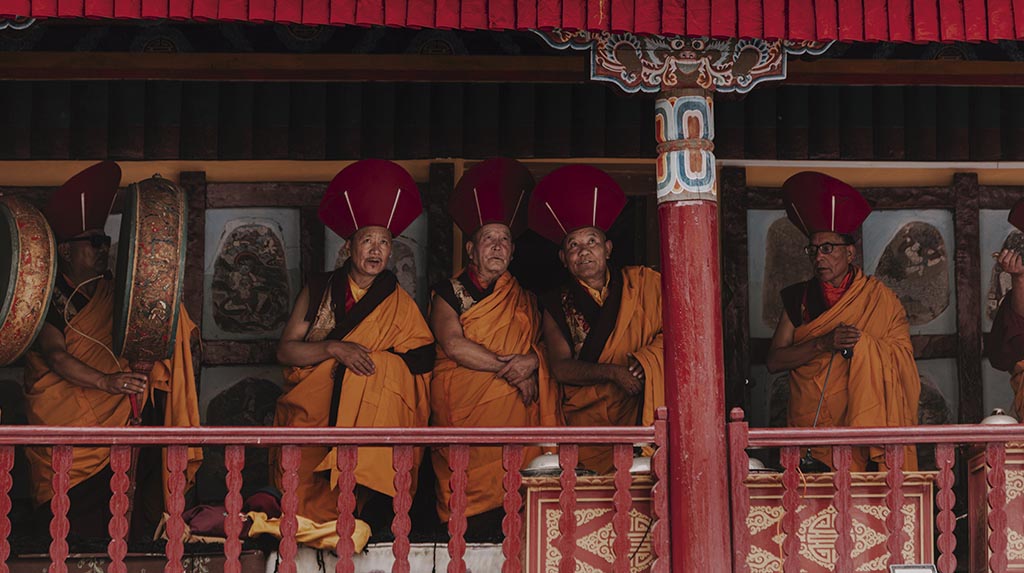 Ladakh, Índia, fieis participam do Festival de Hemis