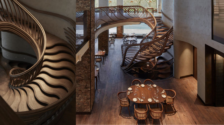 Restaurantes em Londres; a belíssima escada do Hide