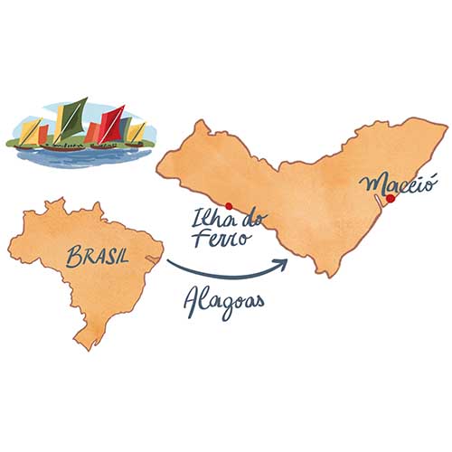 A localização da Ilha do Ferro em Alagoas