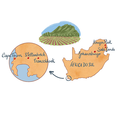 Enoturismo na África do Sul Franschhoek e Stellenbosch Mapa