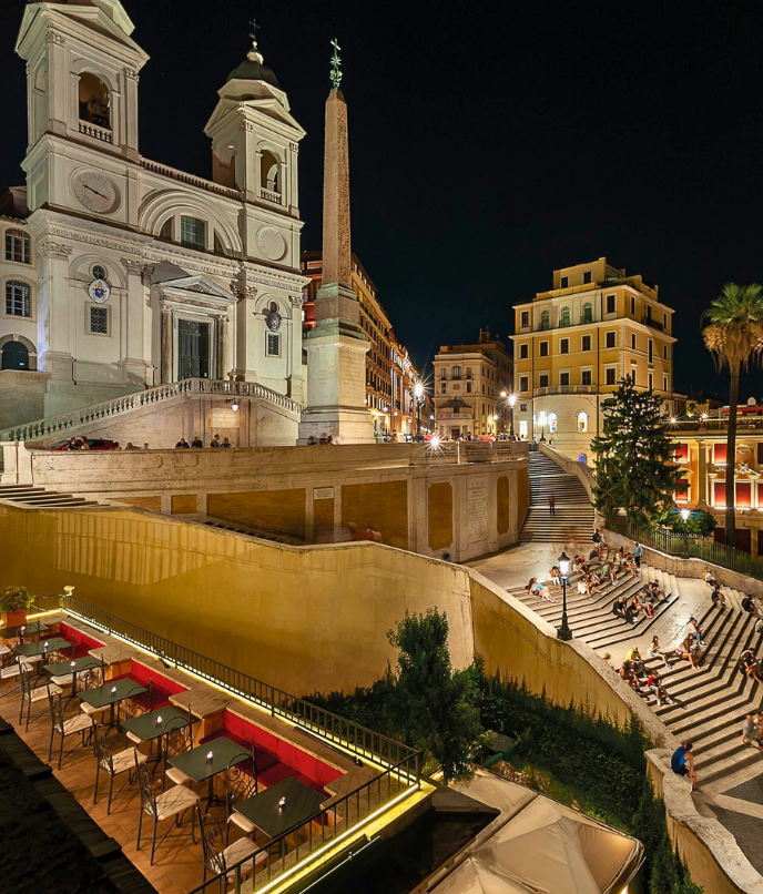 Rooftop do Il Palazzetto, com vista para a Escadaria Espanhola
