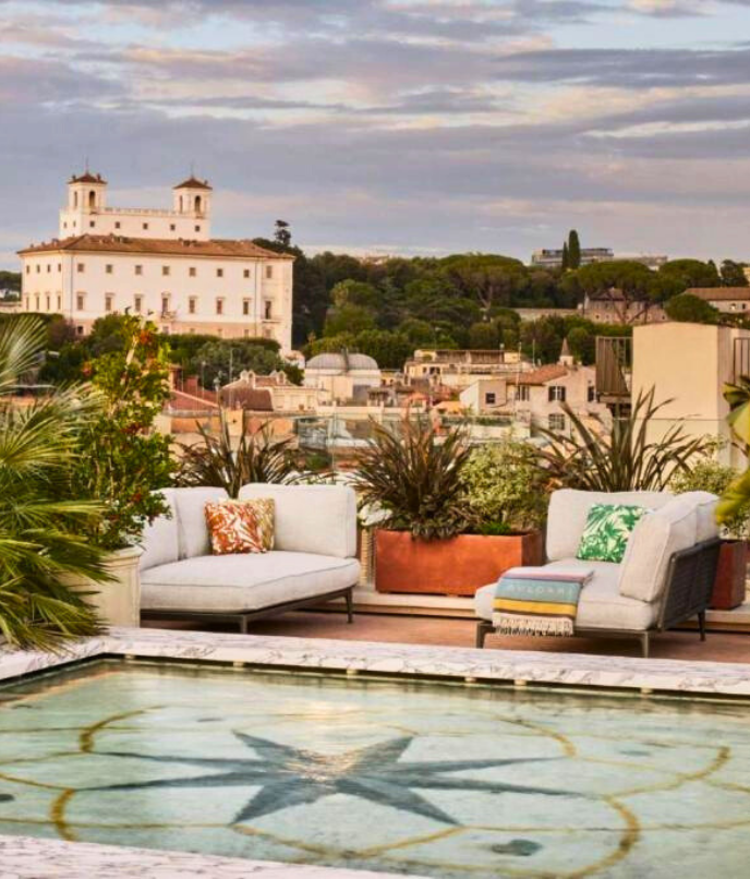 O terraço do Bulgari Hotel Roma
