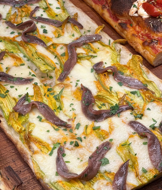 Pizza Bianca na Antico Forno Roscioli em Roma