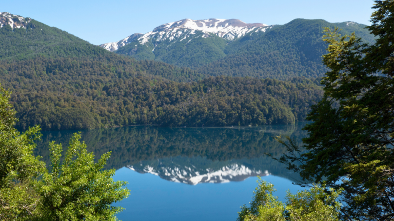Bosque e lâmina d’água em equilíbrio no Lago Villarino 