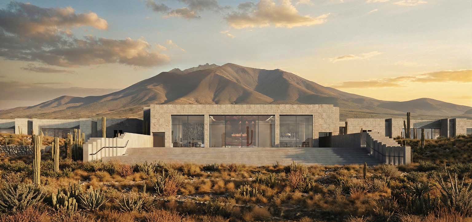 Casa Gastón no Salar de Uyuni, na Bolívia, com arquitetura integrada à paisagem andina, vista para o altiplano, o Vulcão Tunupa e o deserto de sal